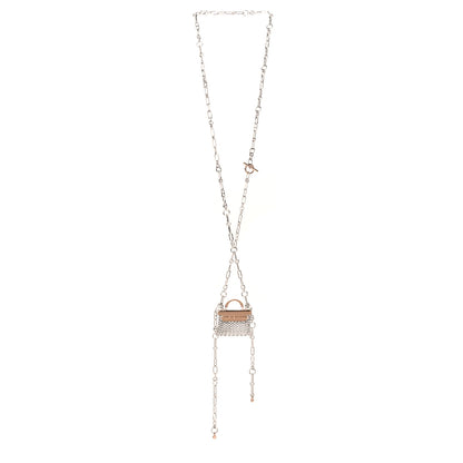 Hermes Sterling Silver 18K Rose Gold Precieux Kelly Long Necklace 3 of 5