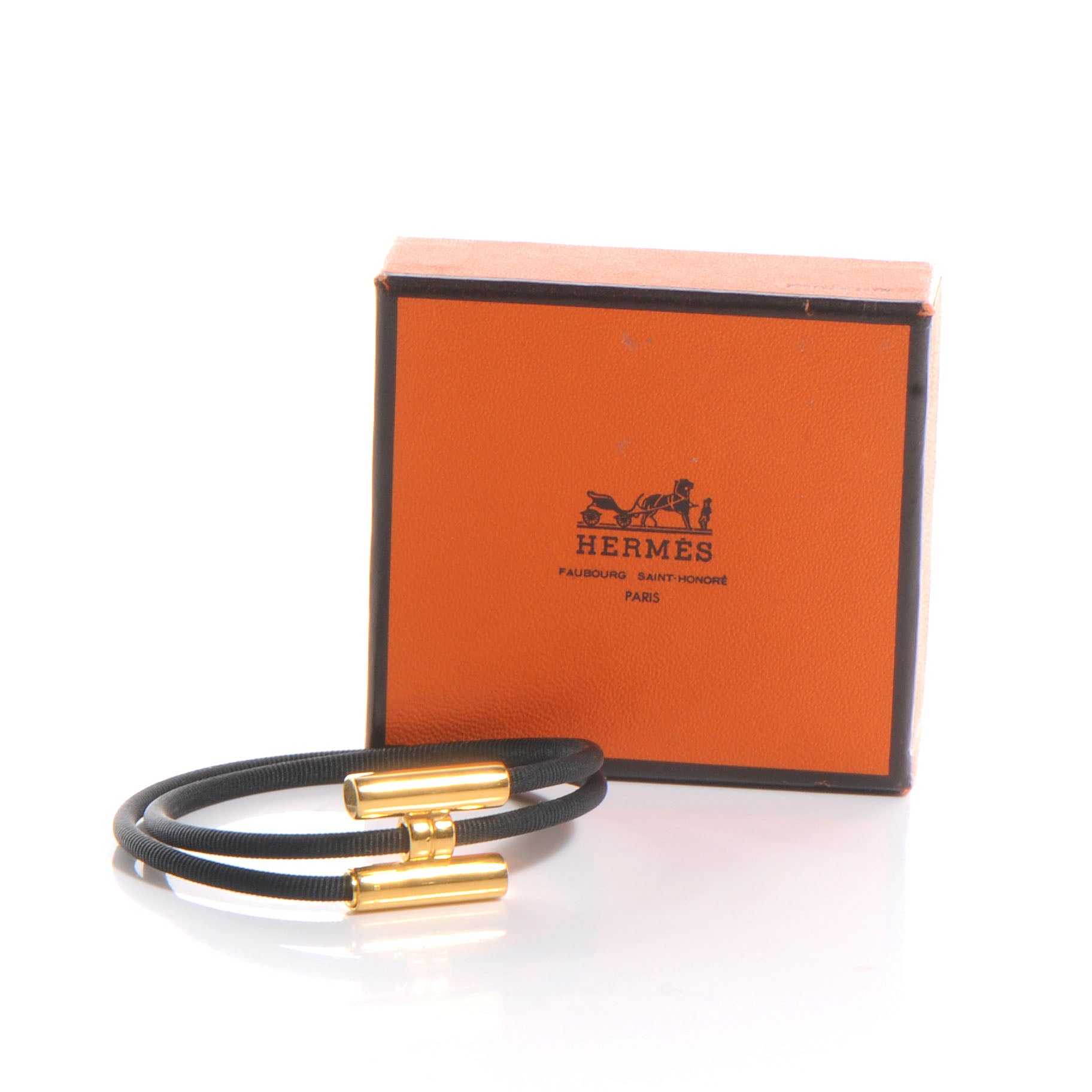 Hermes Double Wrap Cord Tournis Bracelet Black 6 of 6