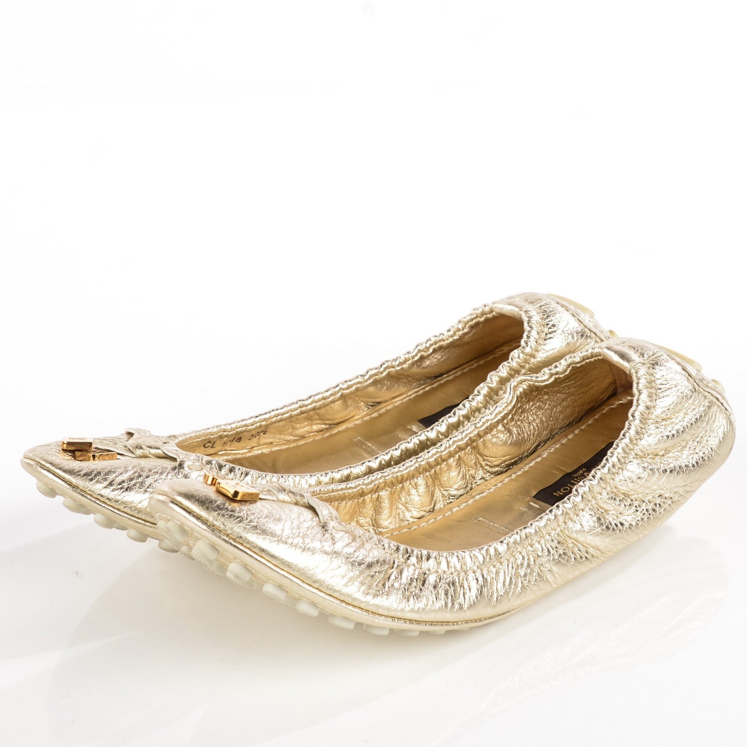Louis Vuitton Metallic Calfskin Lemon Ballerina Flats 36.5 Gold 3 of 7