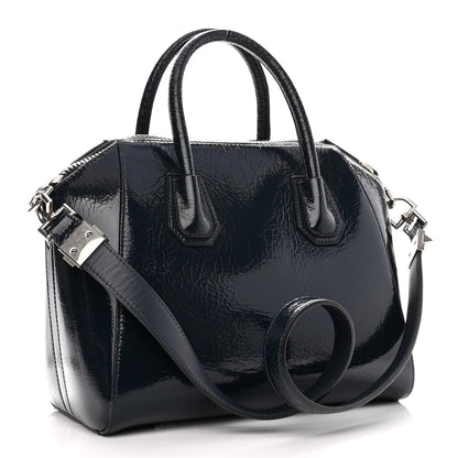 Givenchy Crinkled Patent Deerskin Small Antigona Deep Blue 2 of 12