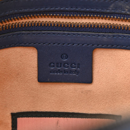 Gucci Calfskin Matelasse GucciGhost Medium GG Marmont Chain Shoulder Bag Blue Agata Hibiscus Red 6 of 14