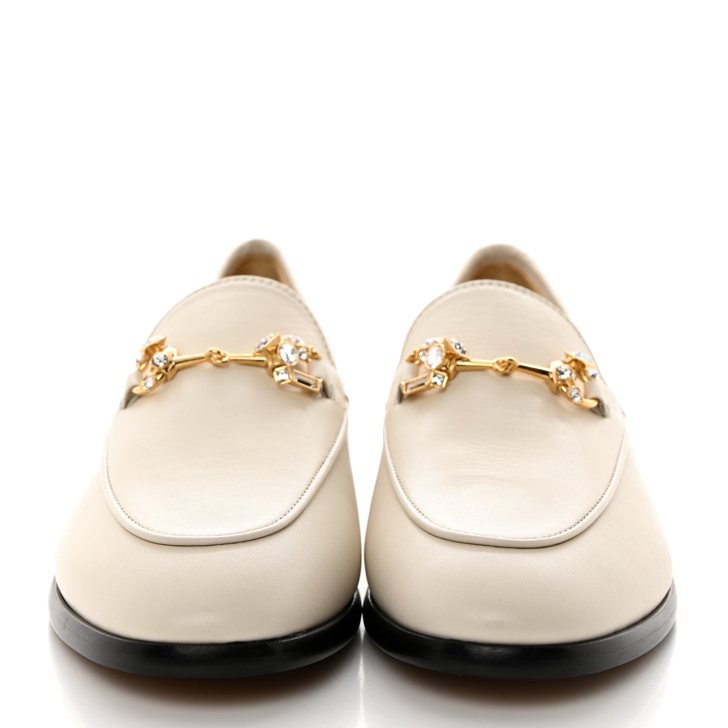 Gucci Malaga Kid 70 Crystal Horsebit Womens Jordaan Loafers 37.5 Mystic White 2 of 10