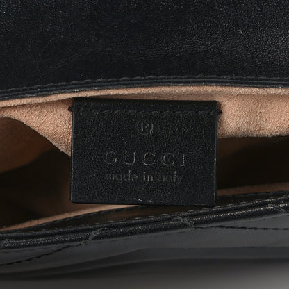 Gucci Calfskin Matelasse Super Mini GG Marmont Shoulder Bag Black 6 of 14