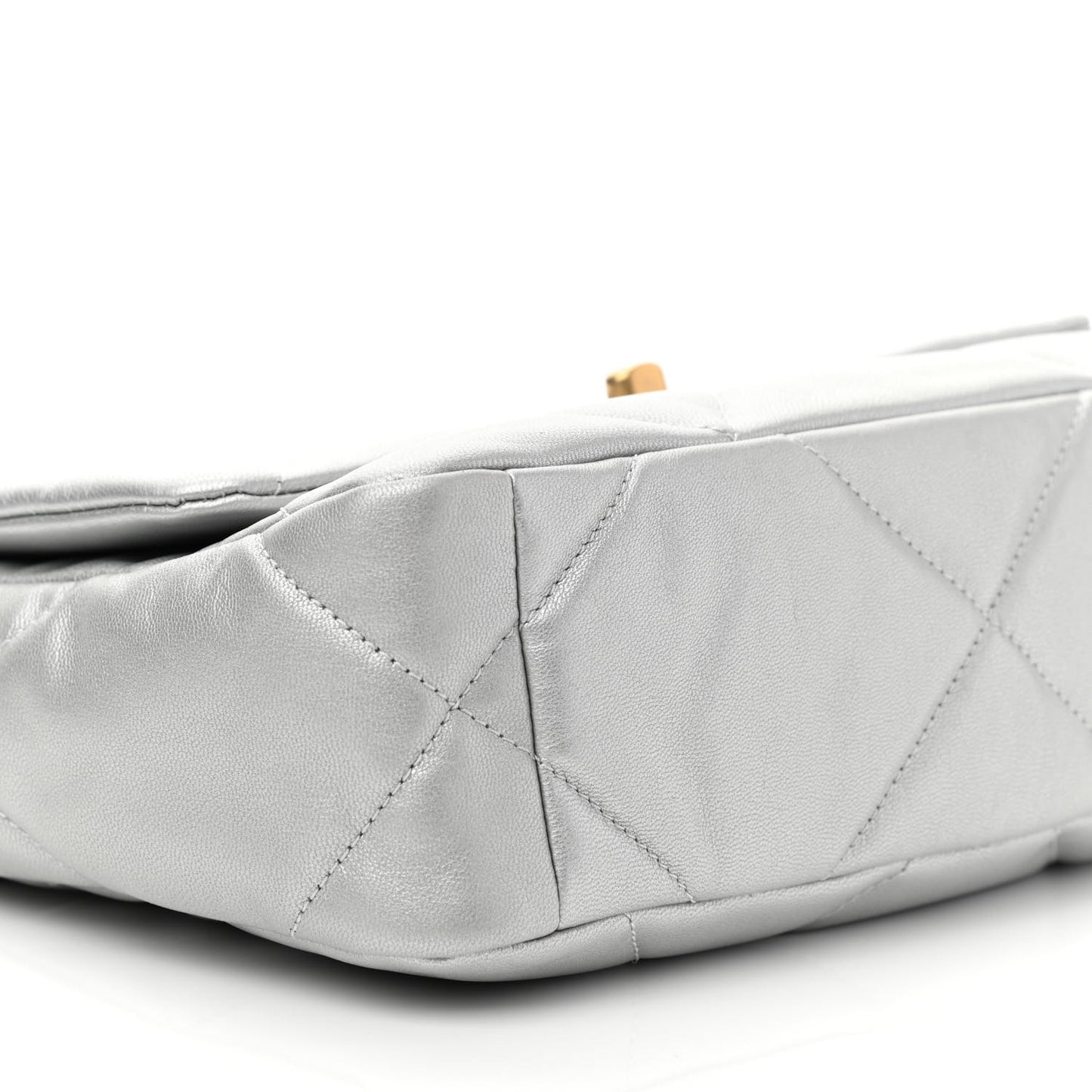Metallic Goatskin Quilted Medium Chanel 19 Flap Silver