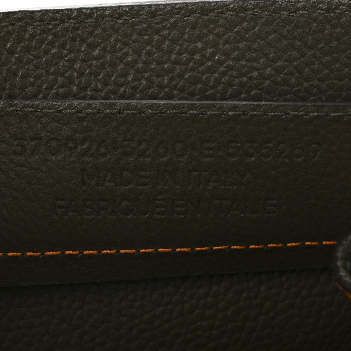 Veau Papier A6 Zip Around Tote Vert Kaki Orange