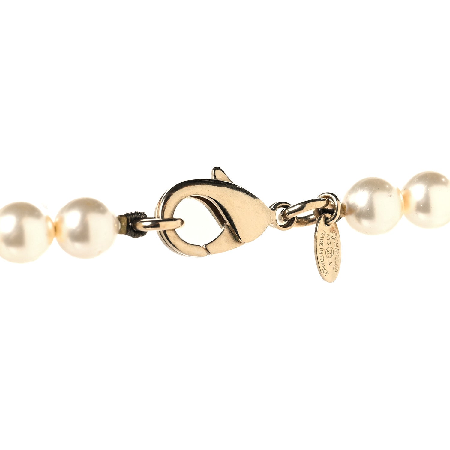 Chanel Crystal Pearl CC Long Necklace Gold 4 of 5