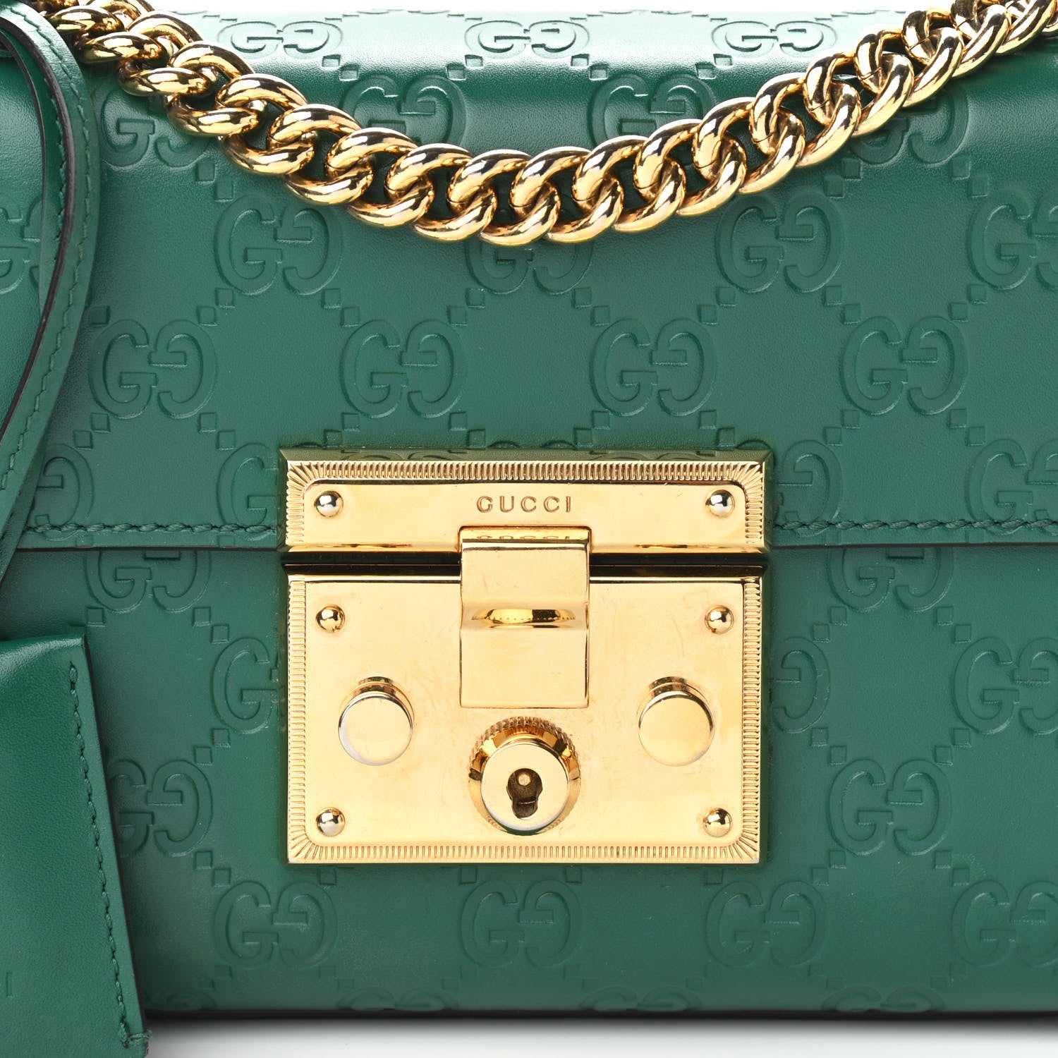 Gucci Guccissima Small Padlock Shoulder Bag Emerald 8 of 12