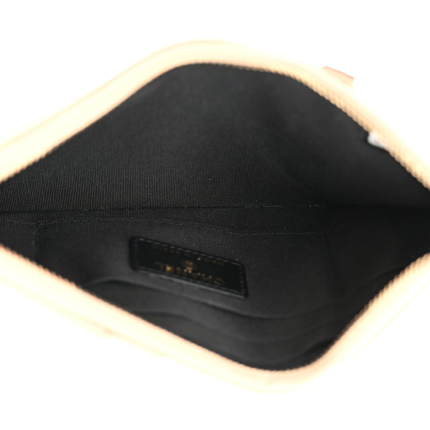 Caviar Quilted Filigree Classic Flat Wallet Pouch Beige Black