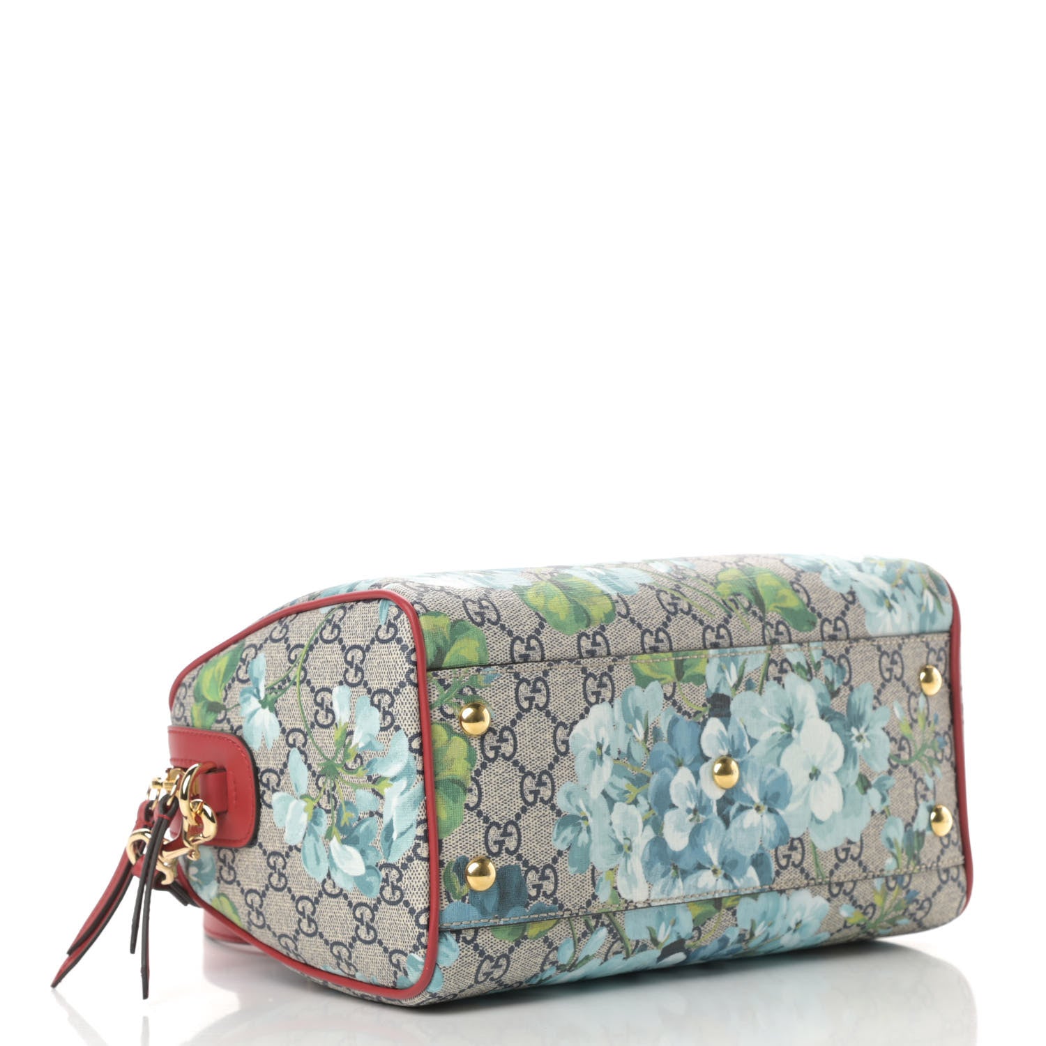 Gucci GG Supreme Monogram Blooms Small Boston Beige Blue Navy Hibiscus Red 4 of 10