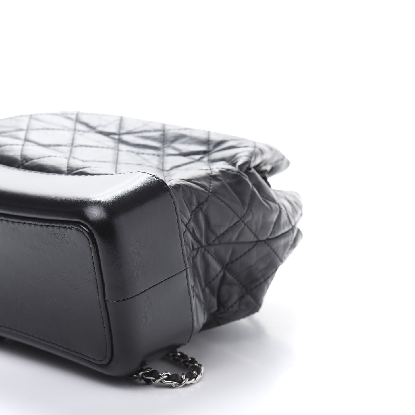 Aged Calfskin Quilted Gabrielle Backpack Black