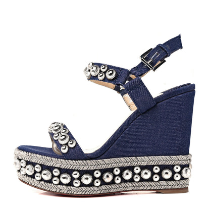 Christian Louboutin Denim Rondaclou Wedge Sandals 36 Denim 1 of 7