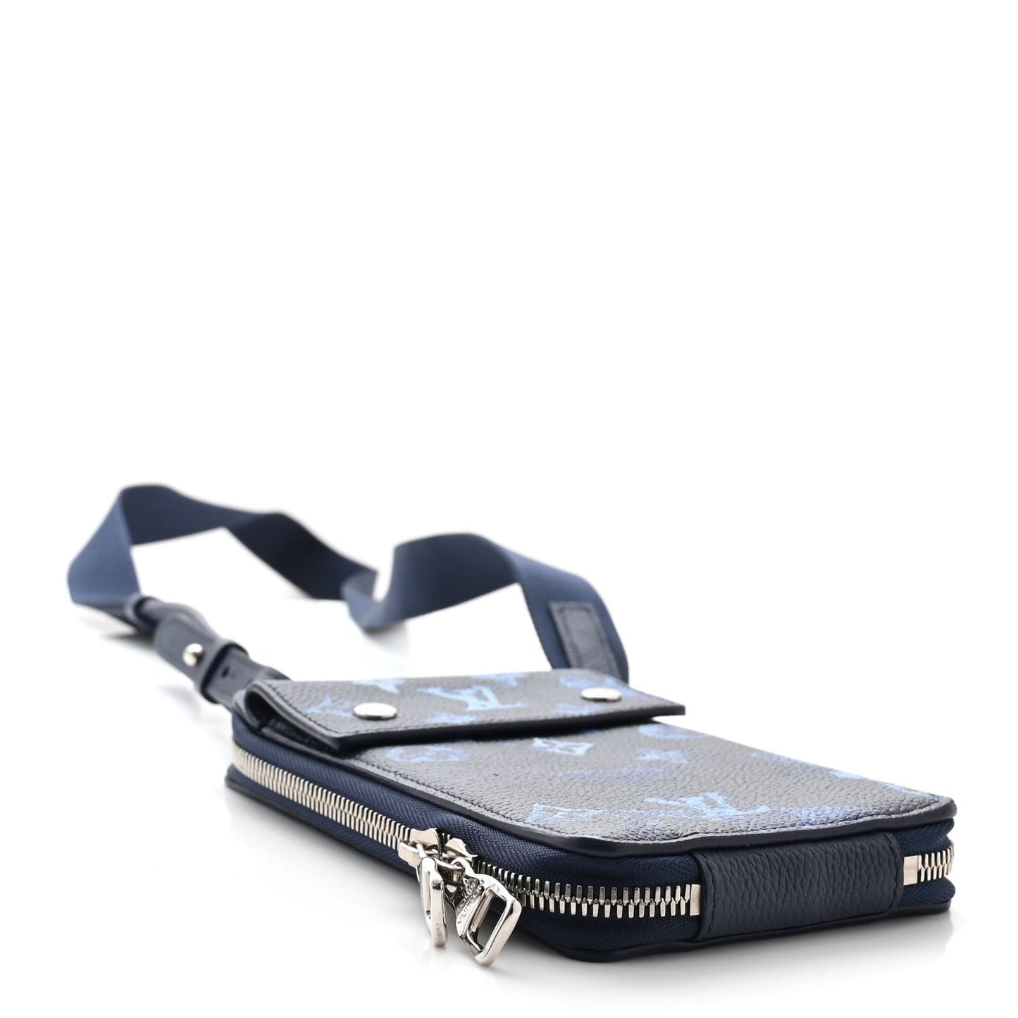 Monogram Ink Watercolor Phone Pouch Blue