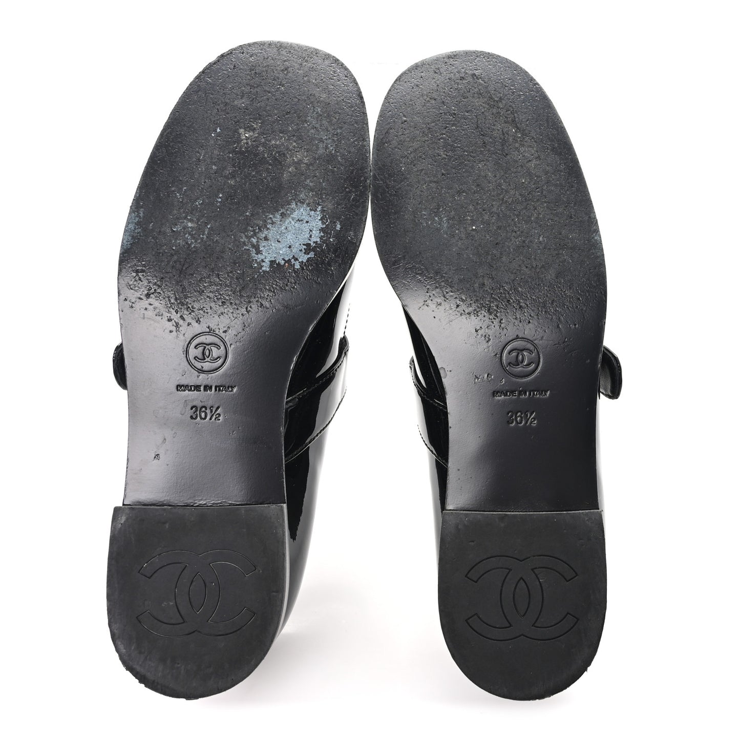 Patent Calfskin Mary Janes Flats 36.5 Black
