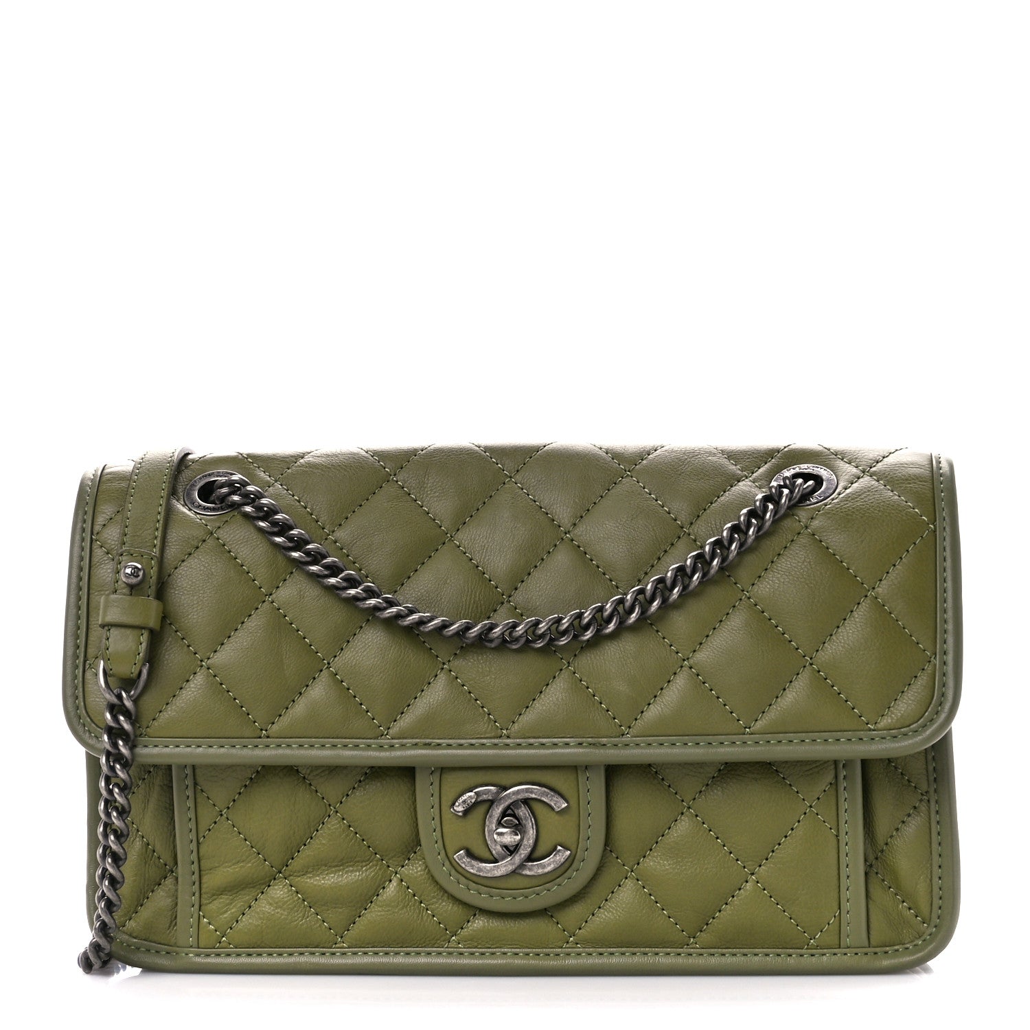 Chanel Calfskin Quilted Medium Casual Riviera Flap Green 1 of 11