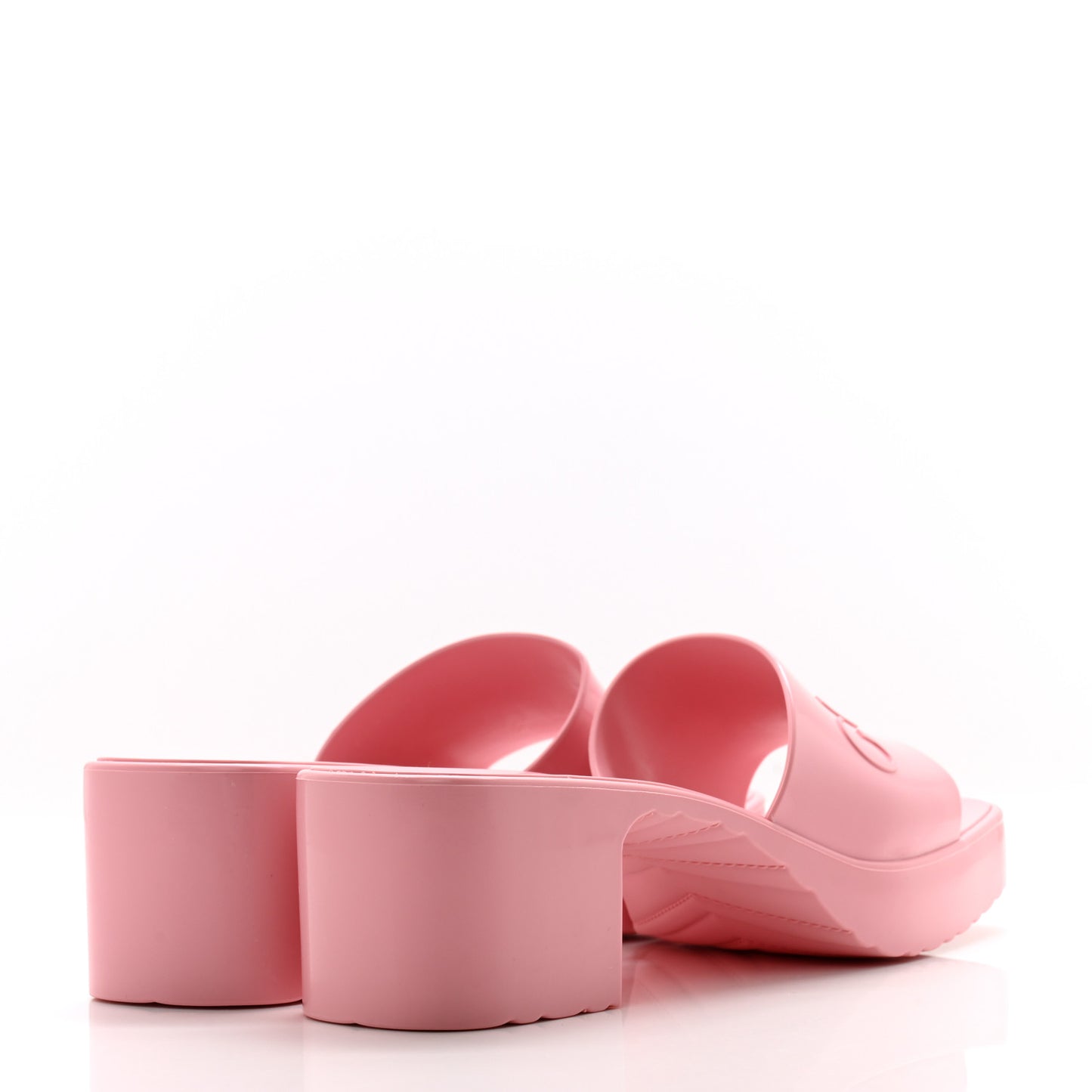 Rubber Gucci Logo Womens Platform 20/60mm Slide Sandals 38 Wild Rose