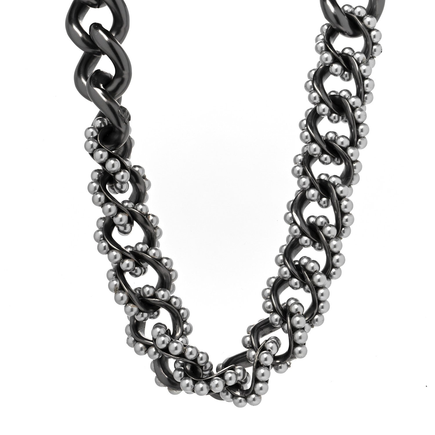 Chanel Ruthenium Pearl CC Chain Short Necklace Grey 1 of 5