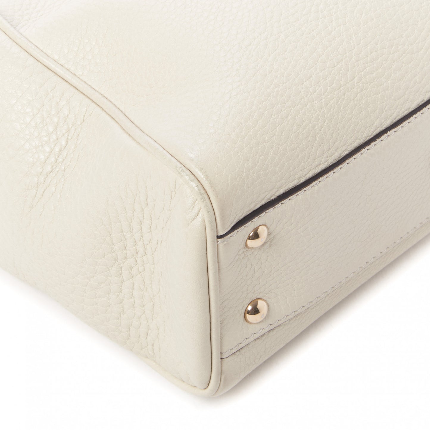 Calfskin Mini Bamboo Shopper Tote Off White