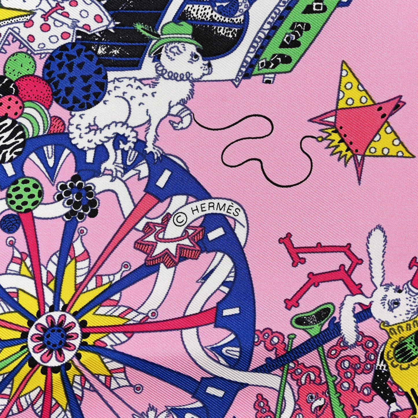 Silk La Folle Parade Scarf 90 Rose White Multicolor