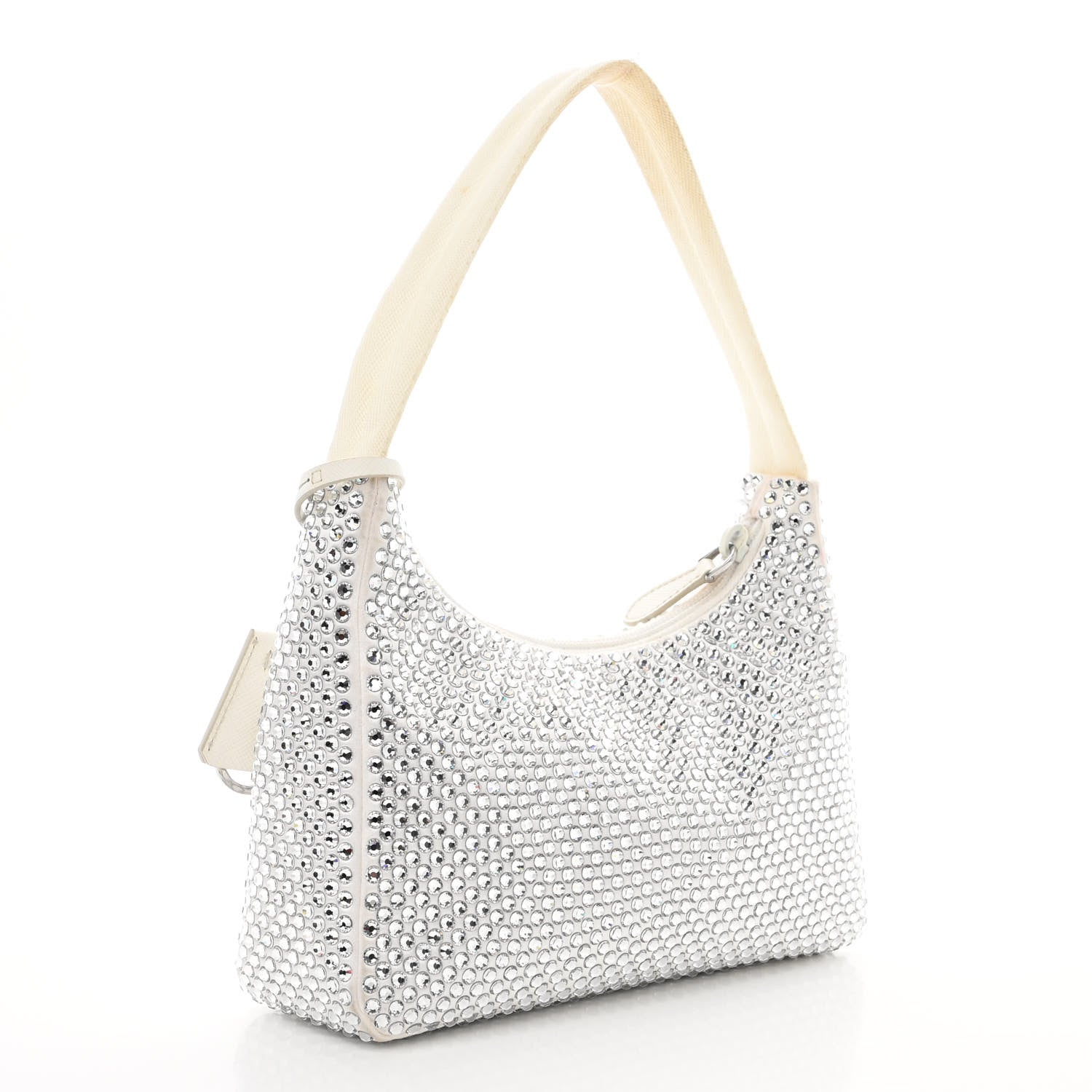 Prada Satin Crystal Mini Re-Edition 2000 Bag White 3 of 15