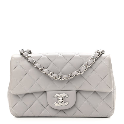 Chanel Lambskin Quilted Mini Rectangular Flap Grey 1 of 11