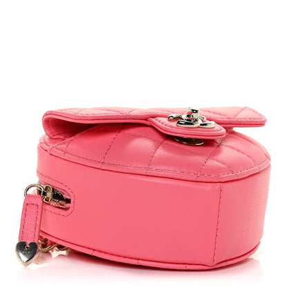 Chanel Lambskin Quilted CC In Love Heart Waist Belt Bag With Chain Pink 4 of 13