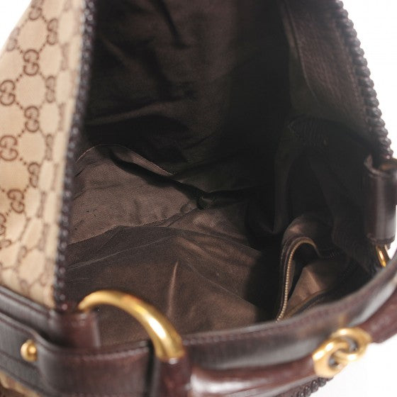 Gucci Monogram Large Horsebit Chain Hobo Dark Brown 5 of 14