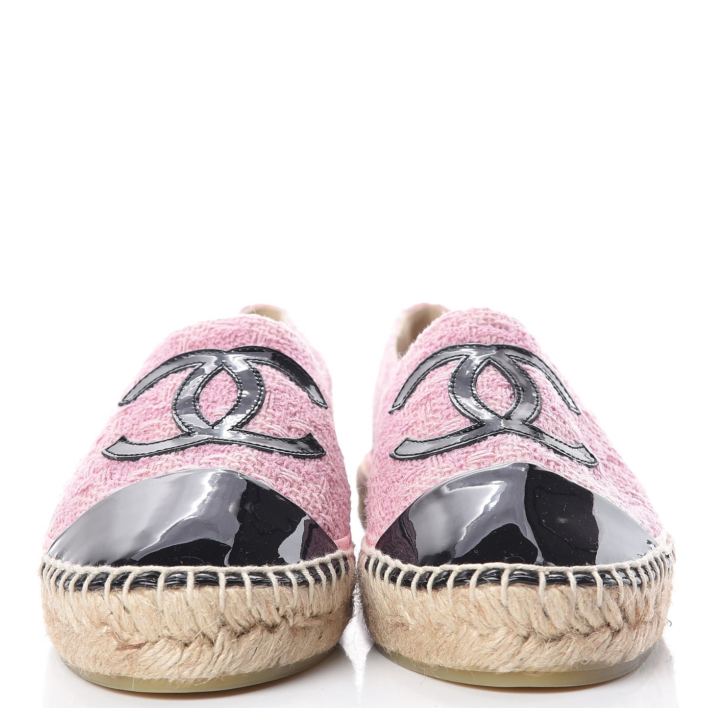 Tweed Patent CC Espadrilles 37 Pink Black