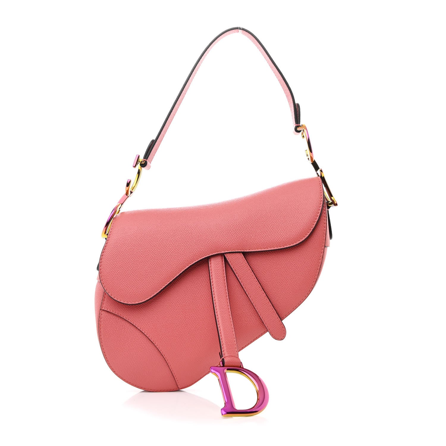 Christian Dior Grained Calfskin Saddle Bag Pink 1 of 10