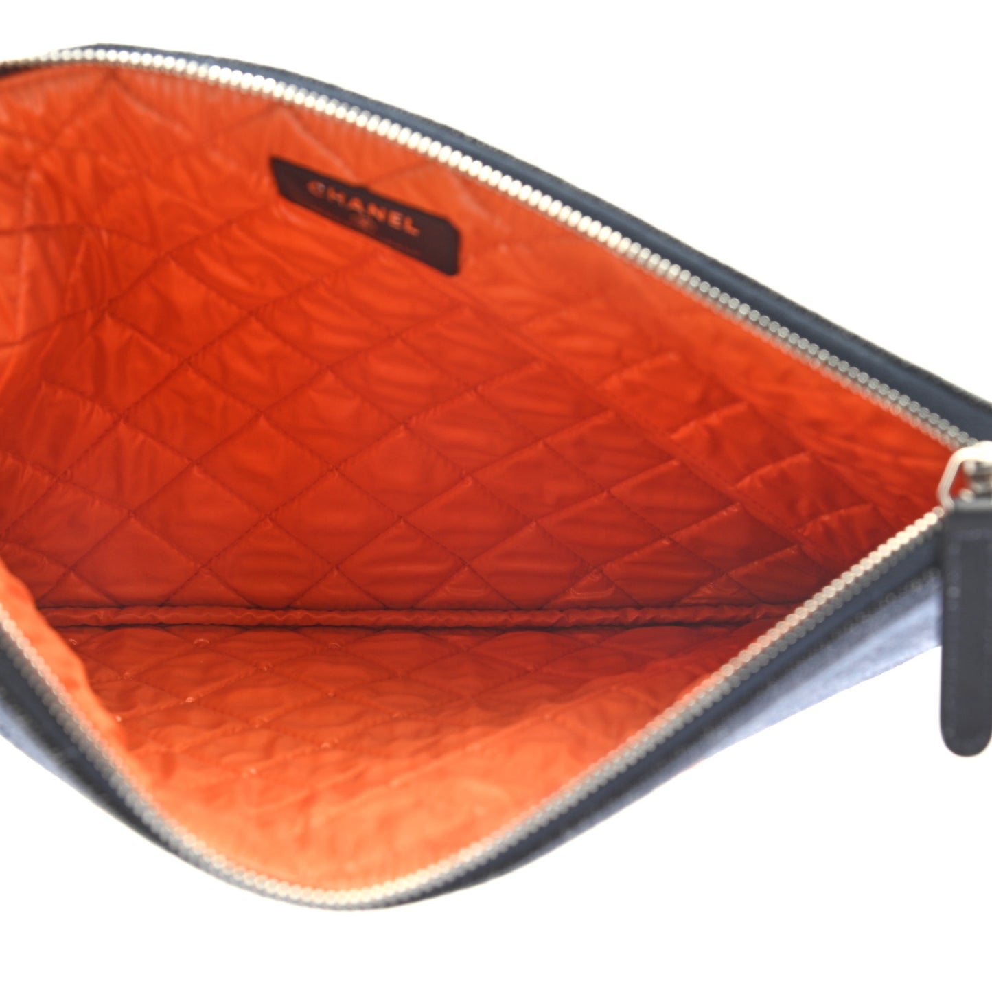 Denim Medium Deauville Pouch Clutch Blue Orange