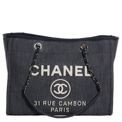 Chanel Canvas Deauville Small Tote Dark Blue 1 of 8