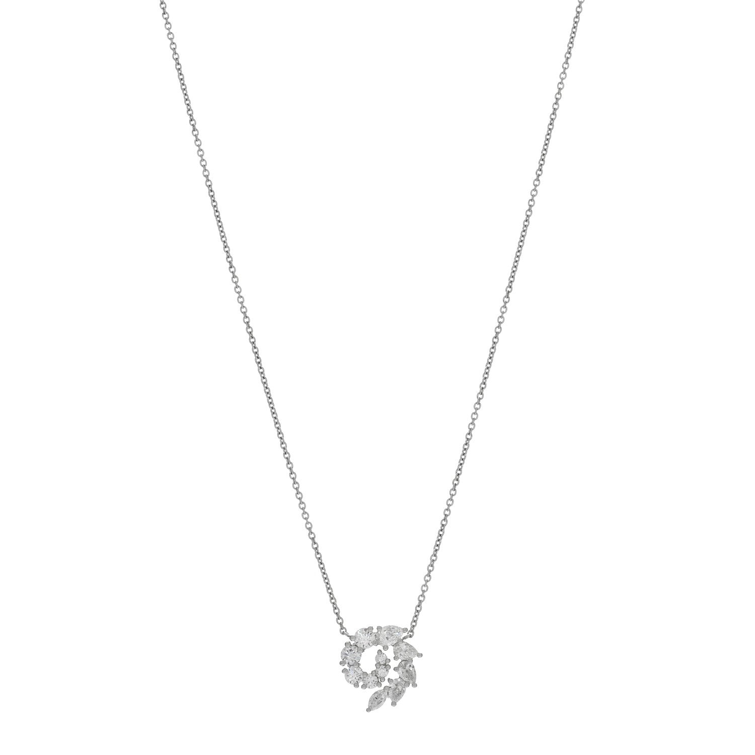 Harry Winston Platinum Diamond Small Open Cluster Pendant Necklace 1 of 5