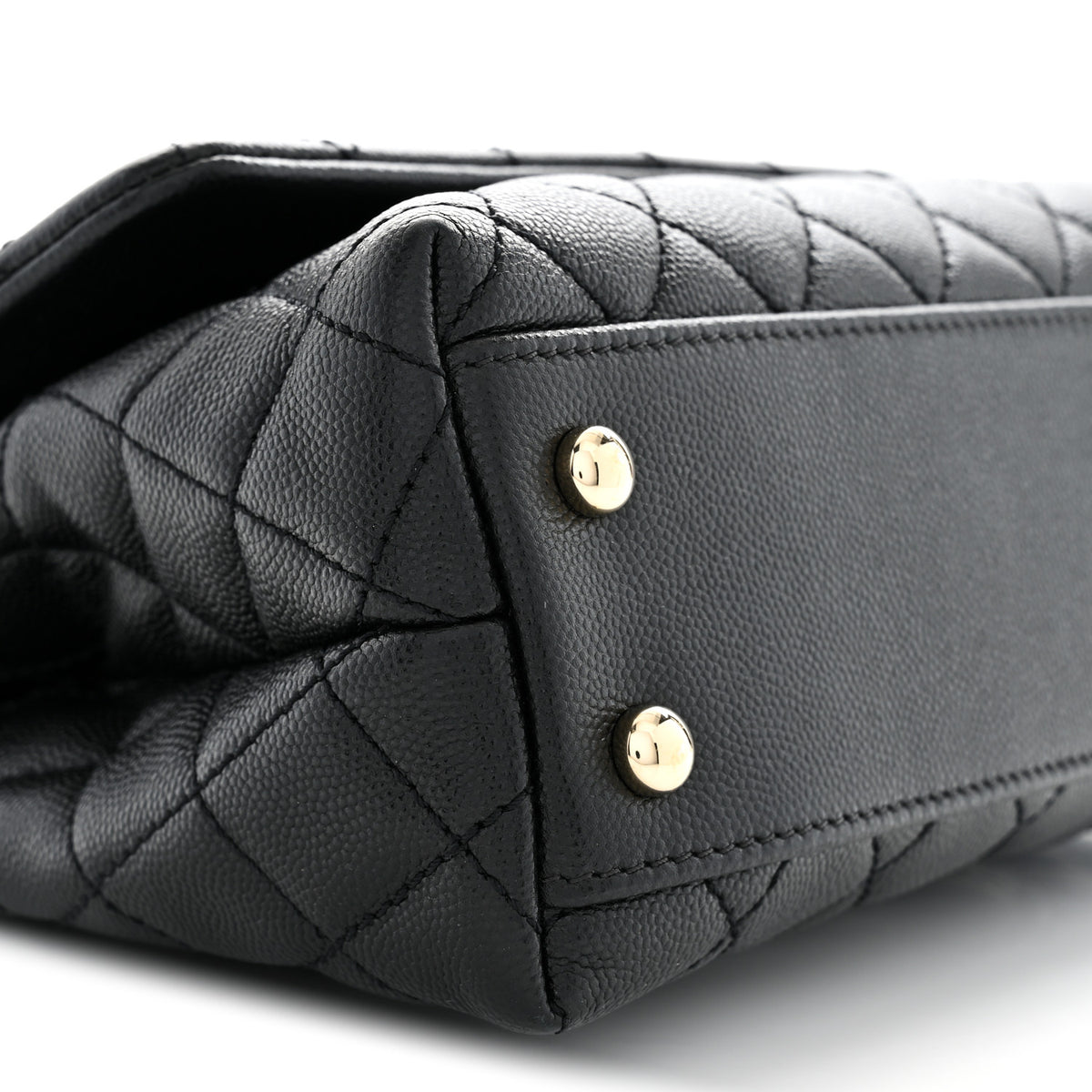 Caviar Quilted Mini Coco Handle Flap Black