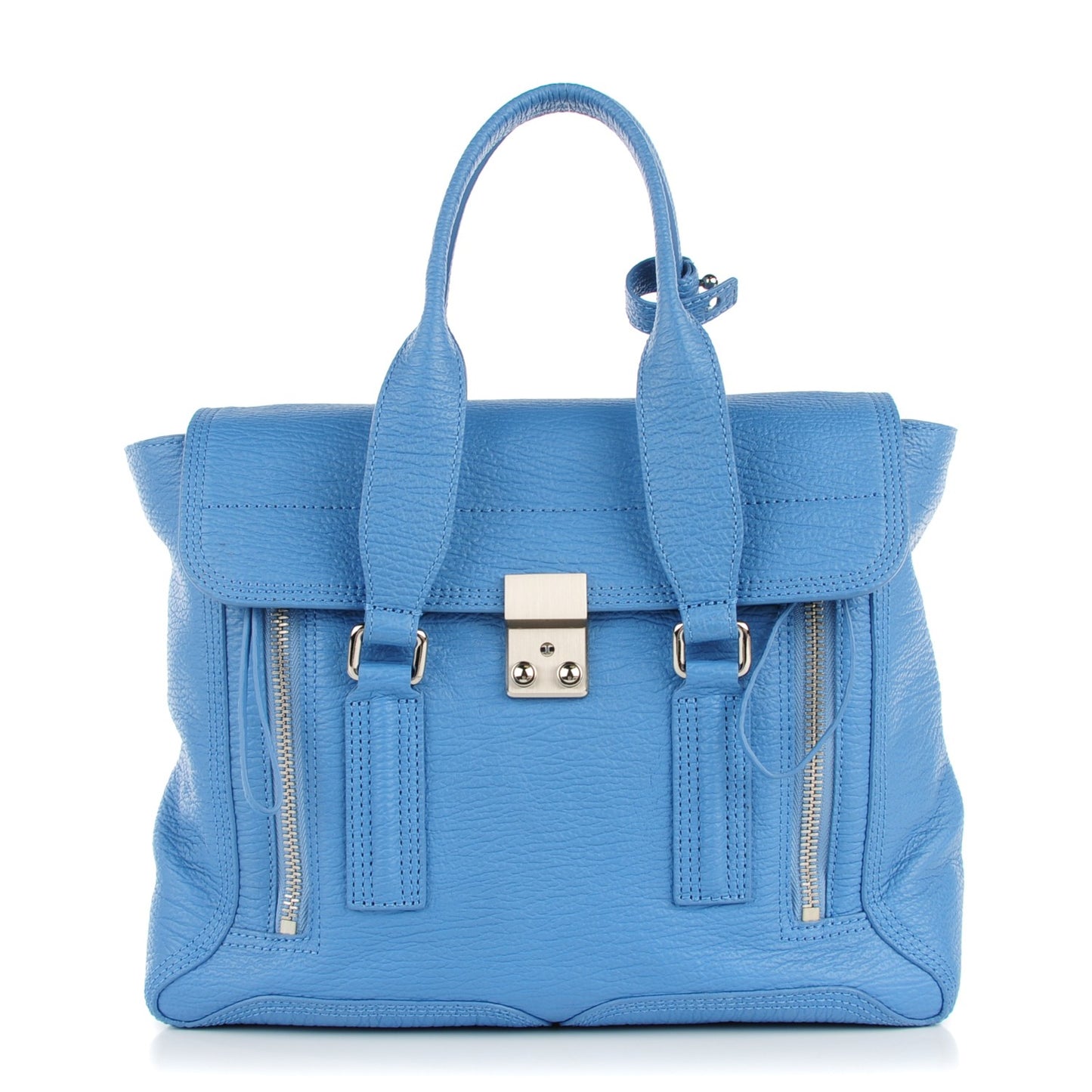 3.1 Textured Calfskin Medium Pashli Satchel Memphis Blue