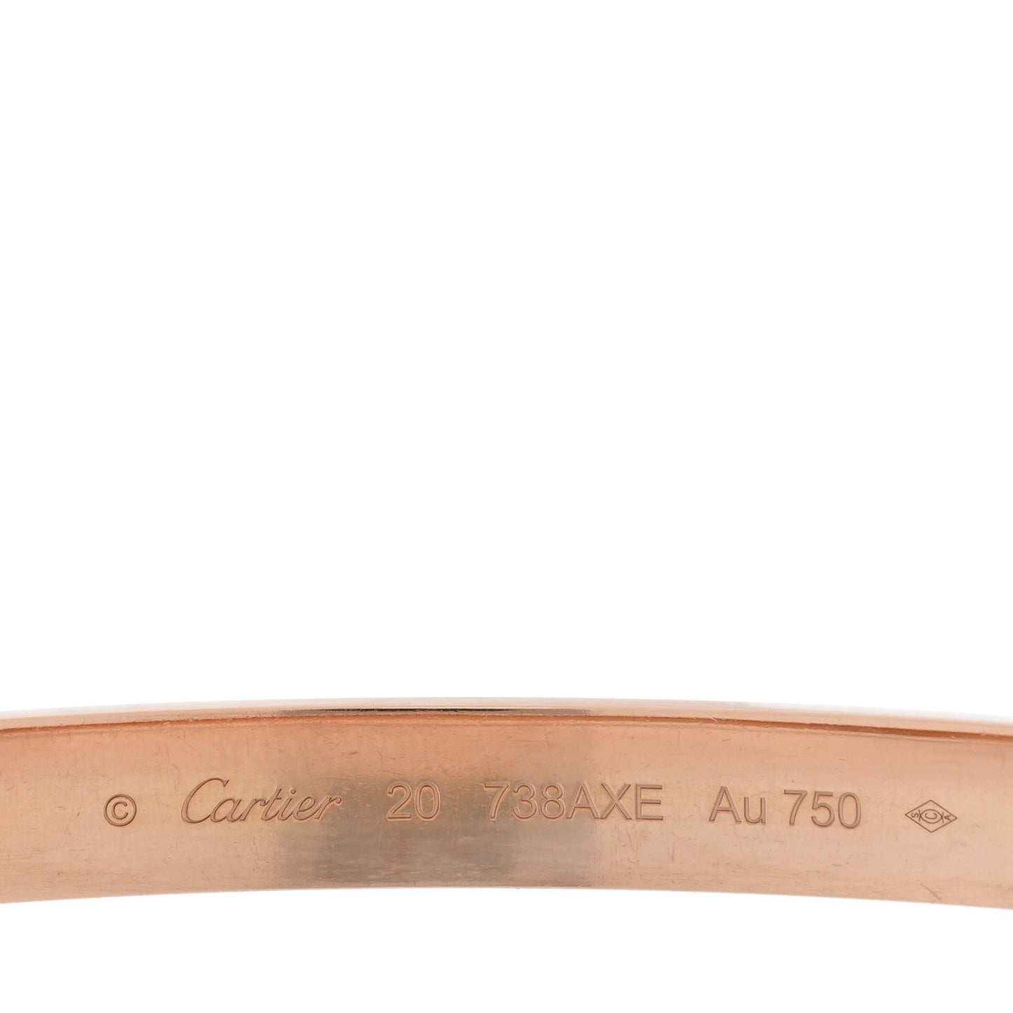 18K Pink Gold Brushed Finish LOVE Bracelet 20