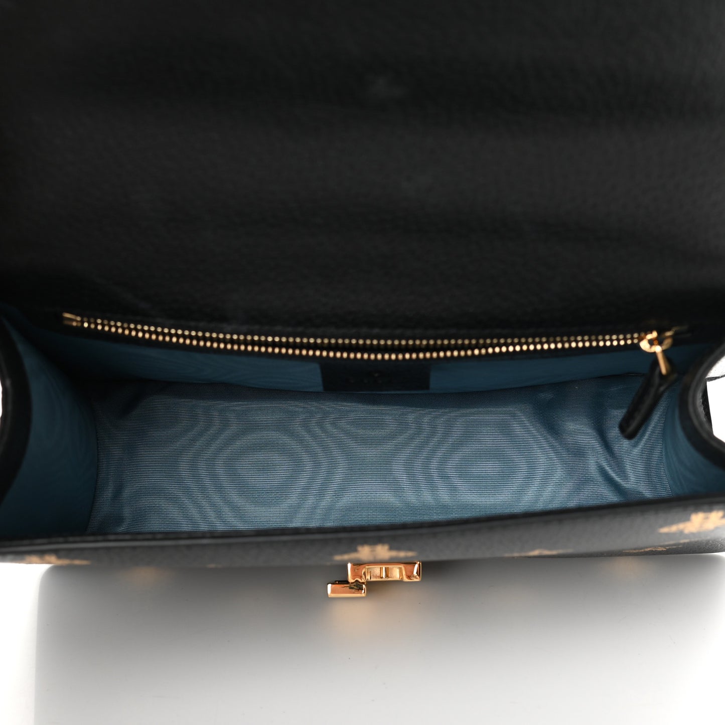 Textured Calfskin Bee Star Print Small Sylvie Shoulder Bag Black