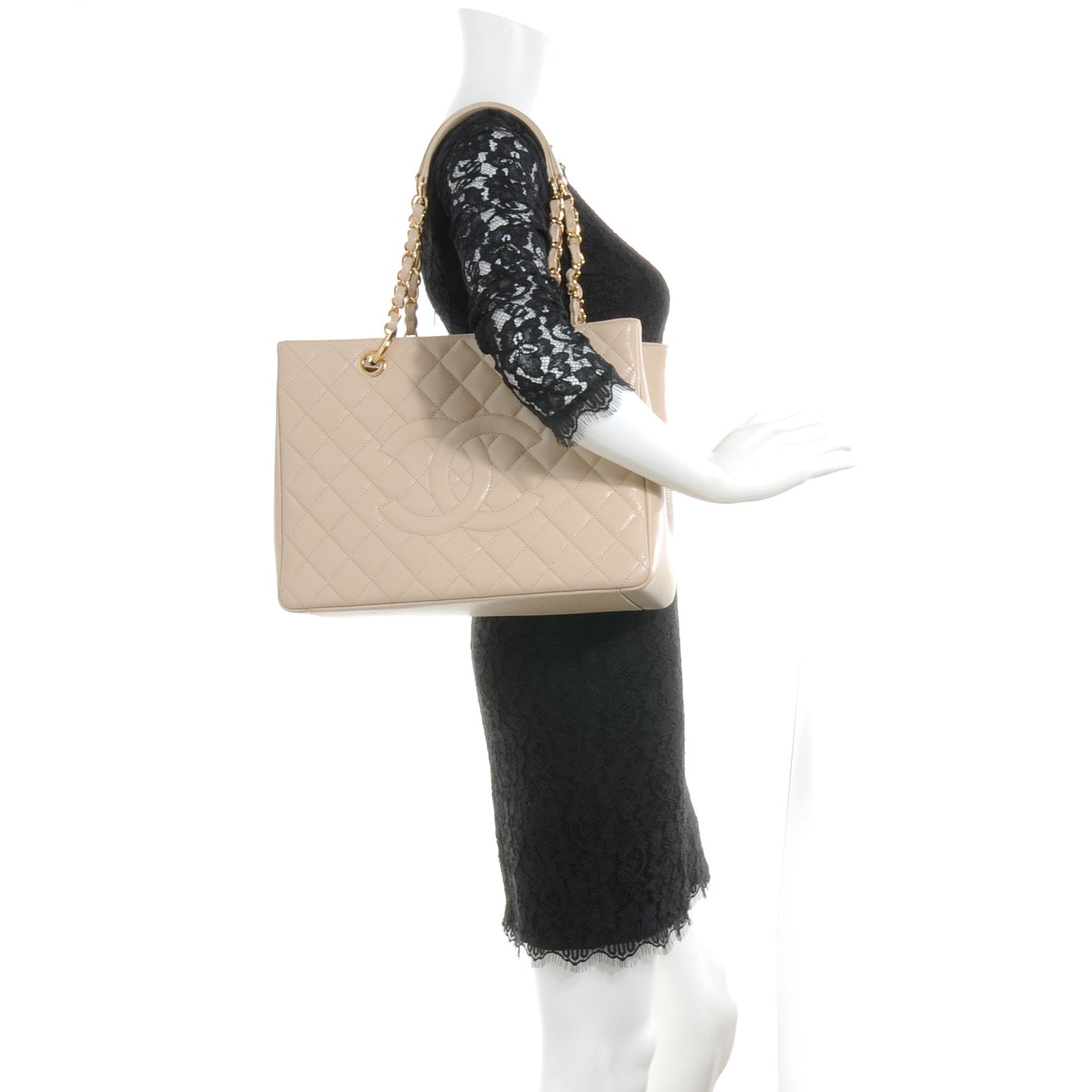 Caviar Grand Shopping Tote GST Beige Clair