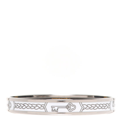 Hermes Enamel Printed Narrow Le Cles Bracelet 65 Platine White 1 of 6