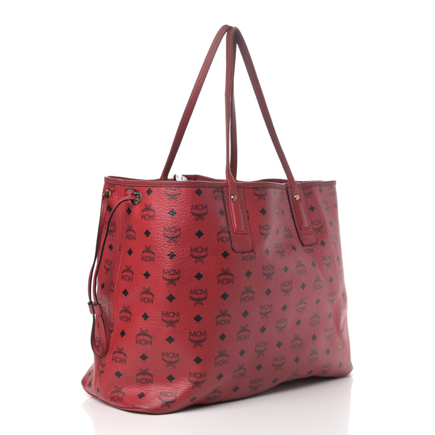 MCM Visetos Large Liz Reversible Shopper Tote Ruby Red 3 of 7