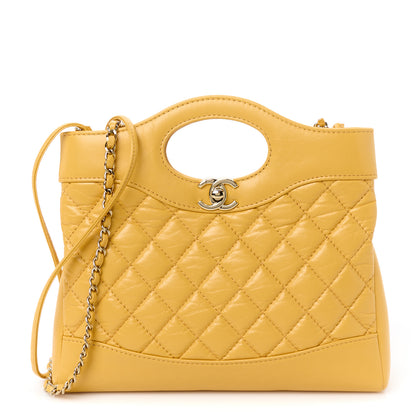 Chanel Shiny Crumpled Calfskin Quilted Mini 31 Shopping Bag Yellow 1 of 11