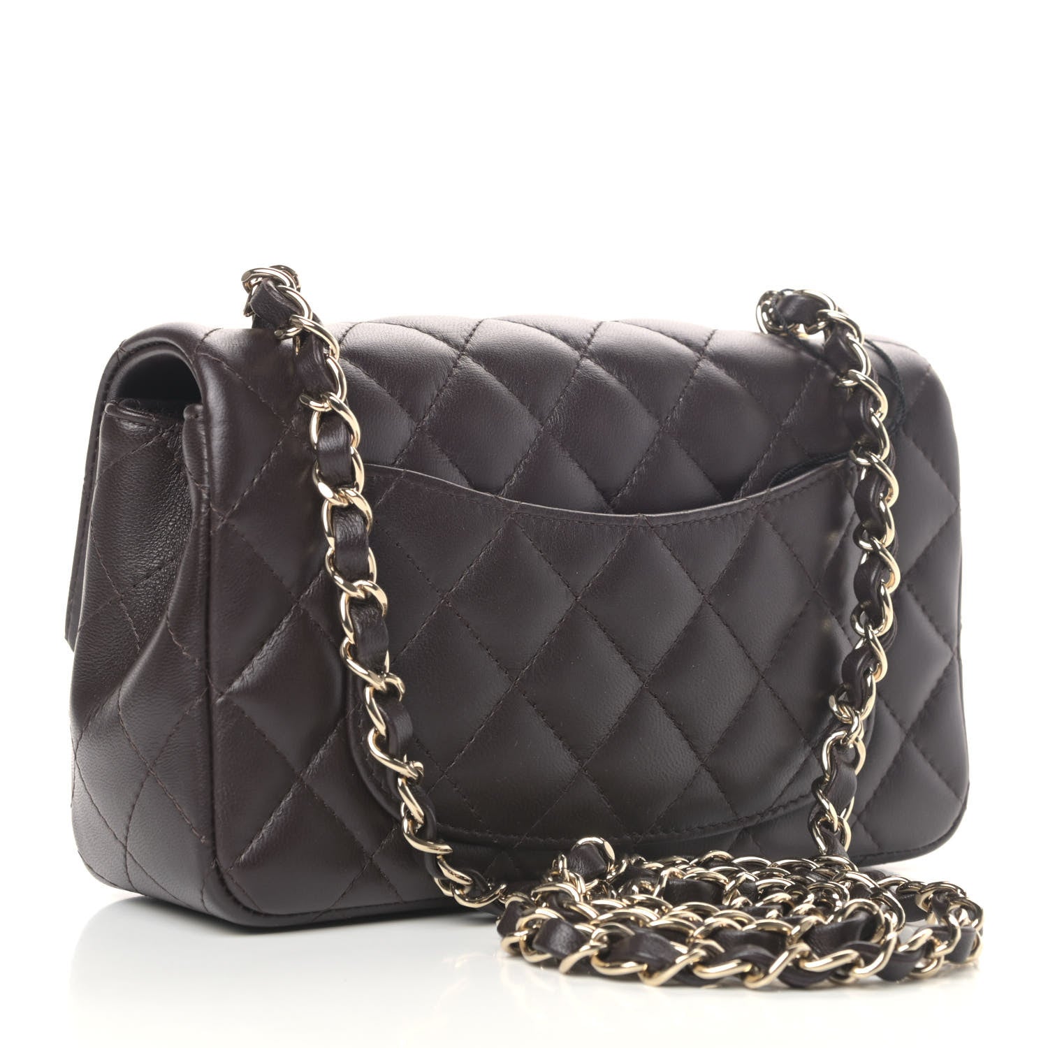 Chanel Lambskin Quilted Mini Rectangular Flap Dark Brown 2 of 5