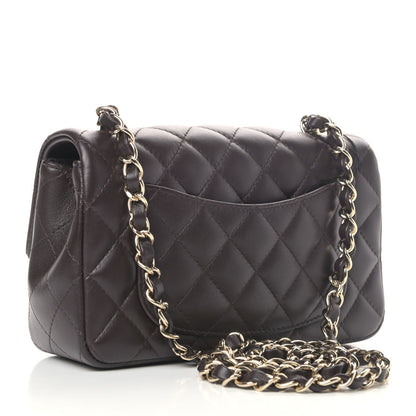Chanel Lambskin Quilted Mini Rectangular Flap Dark Brown 2 of 5