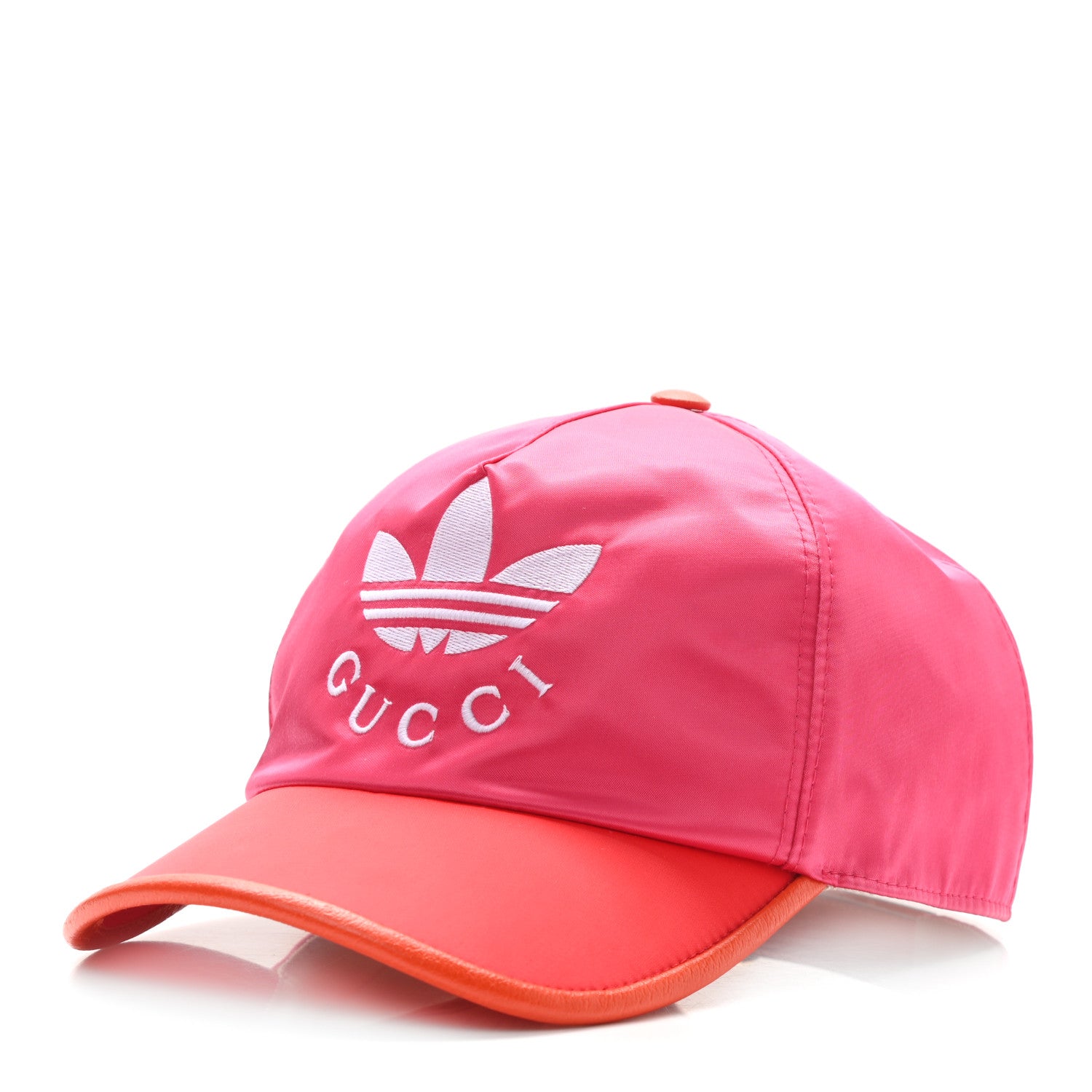 Gucci X ADIDAS Satin Trefoil Logo MC Rolly Baseball Hat Fuxia Red 1 of 10