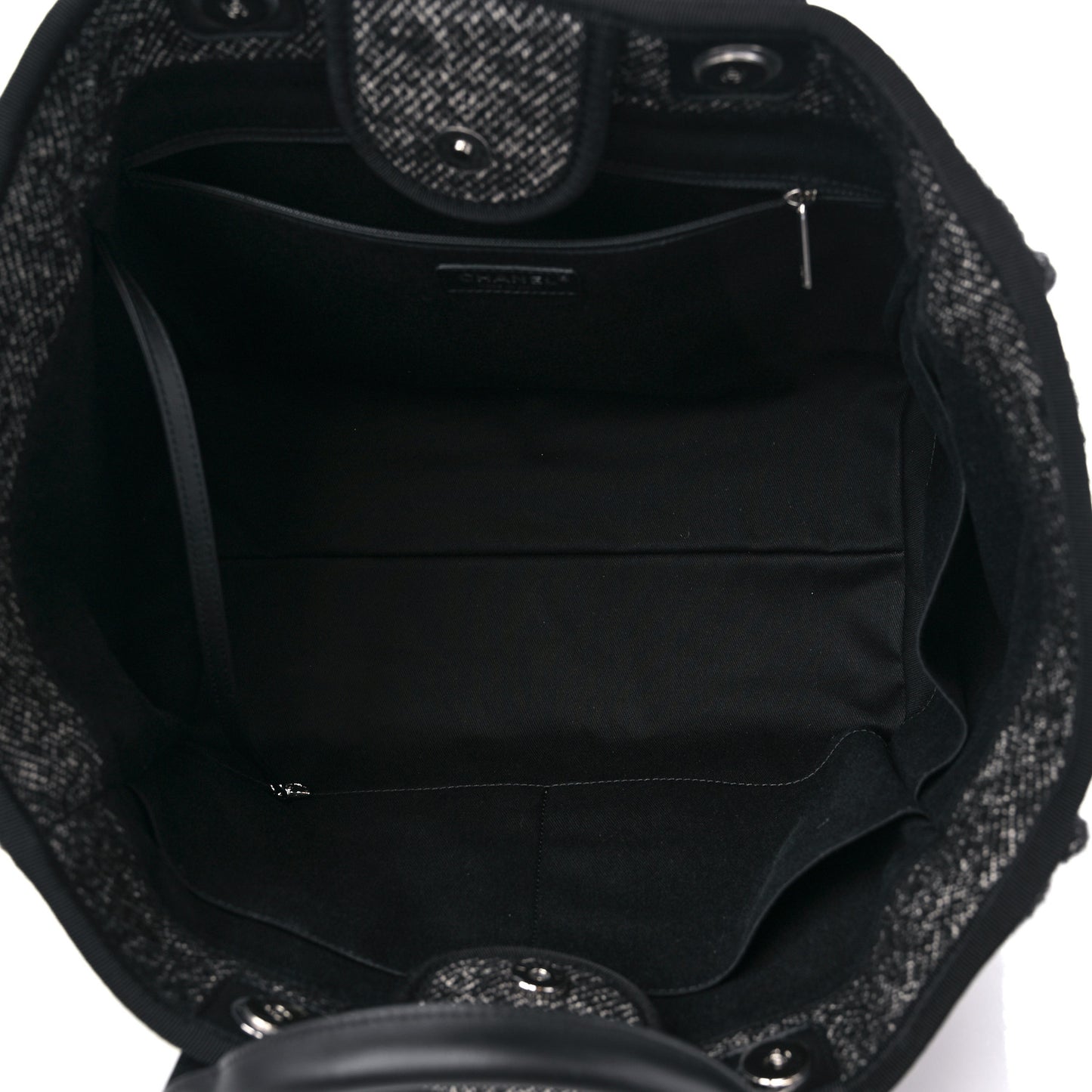 Mixed Fibers Calfskin Medium Deauville Tote Black