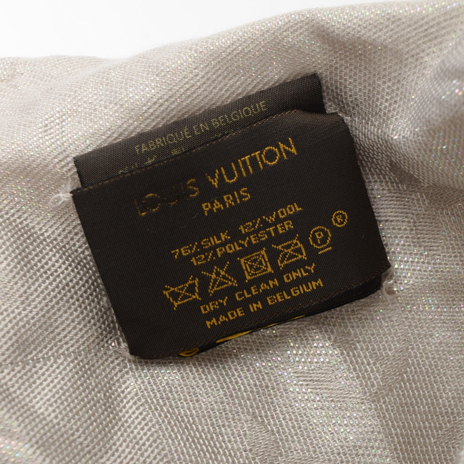 Louis Vuitton Silk Lurex Wool Monogram Shine Shawl Beige 3 of 4