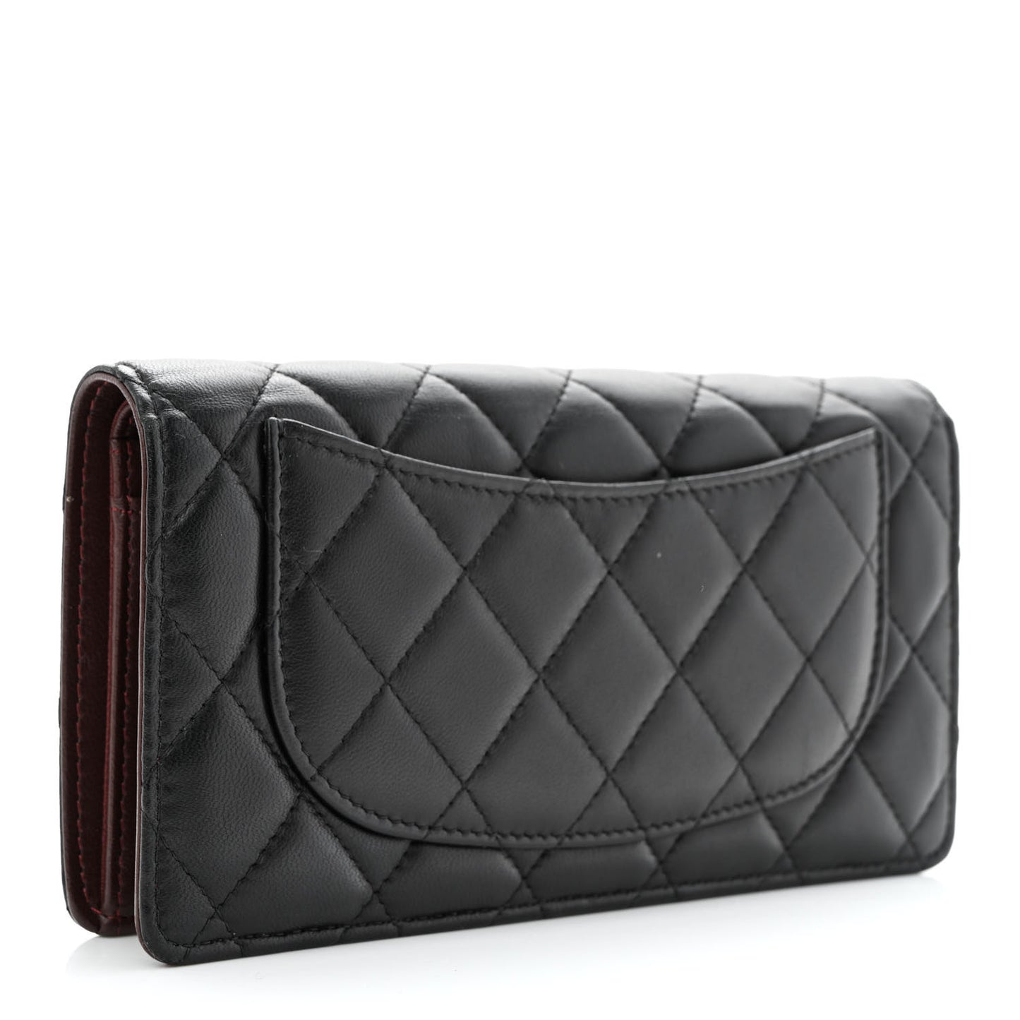 Lambskin Quilted Yen Wallet Black