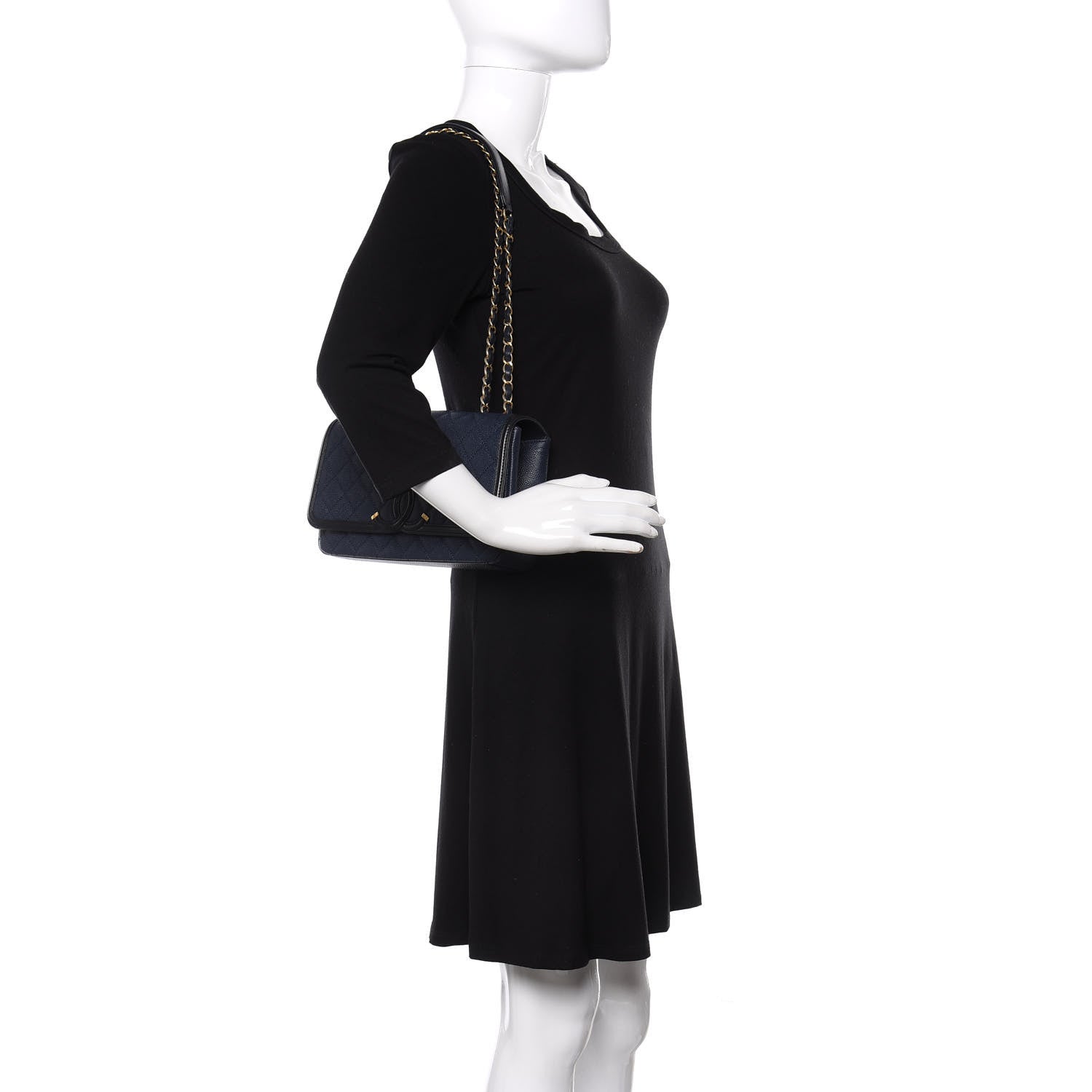 Chanel Caviar Quilted Medium CC Filigree Flap Navy Black 2 of 11