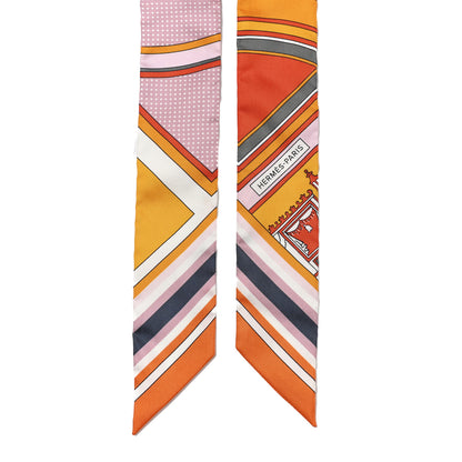 Hermes Silk Washington's Carriage Detail Twilly Orange Jaune 2 of 4