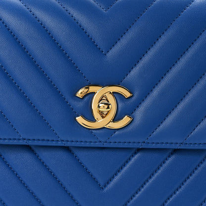 Chanel Lambskin Chevron Quilted Medium Trendy CC Dual Handle Flap Bag Blue 8 of 12