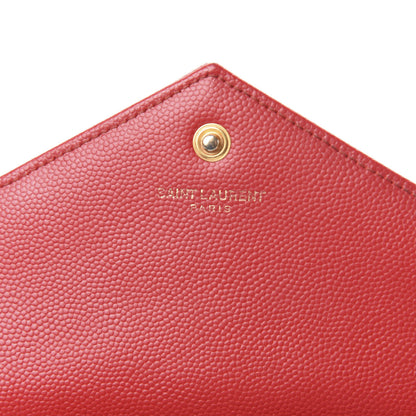 Saint Laurent Grain De Poudre Matelasse Chevron Monogram Chain Wallet Red 8 of 12