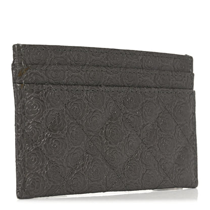 Chanel Calfskin Camellia Embossed Quilted Card Holder Grey 3 of 8